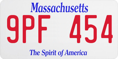 MA license plate 9PF454