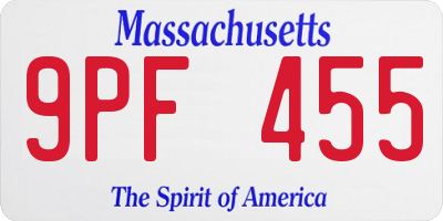MA license plate 9PF455