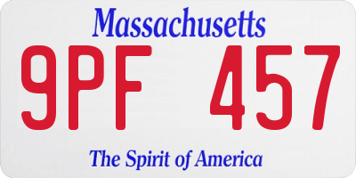 MA license plate 9PF457