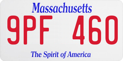 MA license plate 9PF460