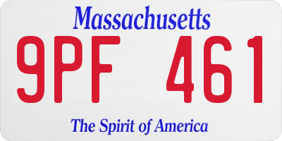 MA license plate 9PF461