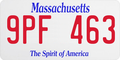 MA license plate 9PF463
