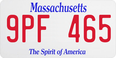 MA license plate 9PF465