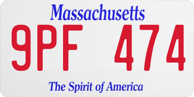 MA license plate 9PF474