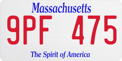 MA license plate 9PF475