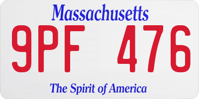 MA license plate 9PF476