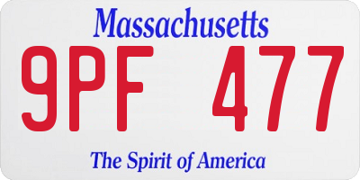 MA license plate 9PF477