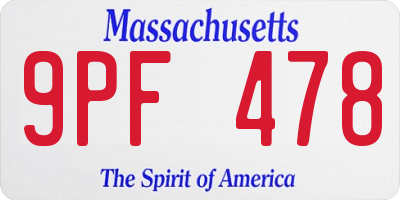 MA license plate 9PF478