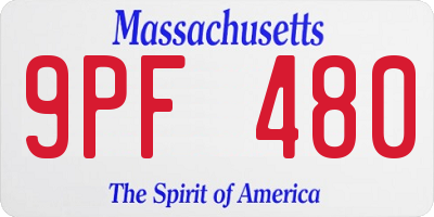 MA license plate 9PF480