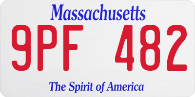 MA license plate 9PF482