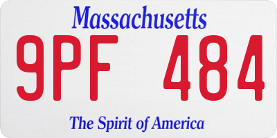 MA license plate 9PF484