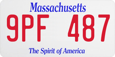 MA license plate 9PF487