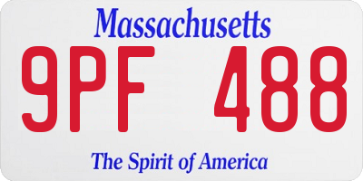 MA license plate 9PF488