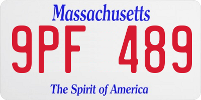 MA license plate 9PF489