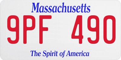 MA license plate 9PF490