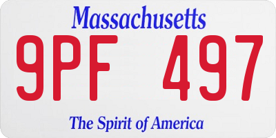MA license plate 9PF497