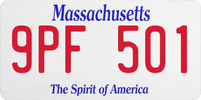 MA license plate 9PF501
