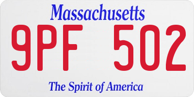 MA license plate 9PF502