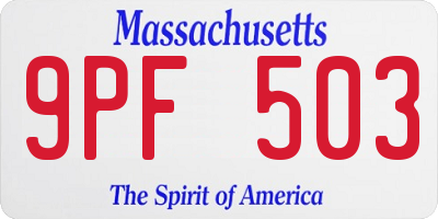 MA license plate 9PF503