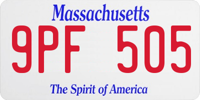 MA license plate 9PF505