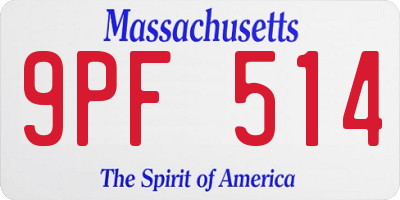 MA license plate 9PF514