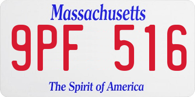 MA license plate 9PF516