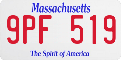 MA license plate 9PF519