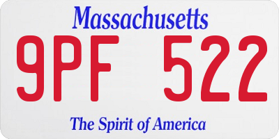 MA license plate 9PF522