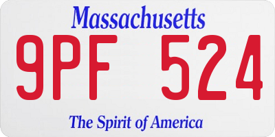MA license plate 9PF524