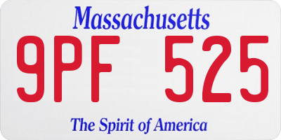 MA license plate 9PF525