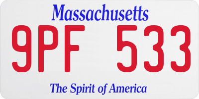 MA license plate 9PF533