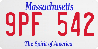 MA license plate 9PF542