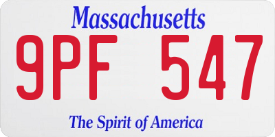 MA license plate 9PF547