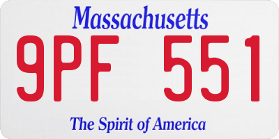 MA license plate 9PF551