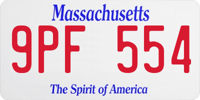 MA license plate 9PF554