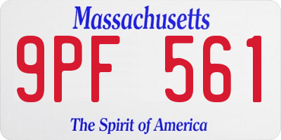 MA license plate 9PF561