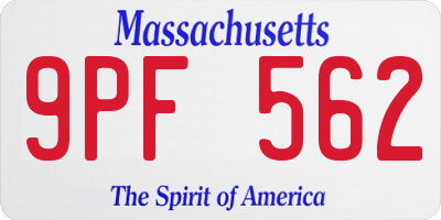 MA license plate 9PF562