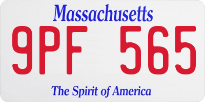 MA license plate 9PF565