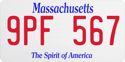 MA license plate 9PF567