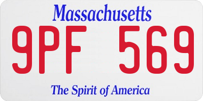 MA license plate 9PF569