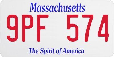 MA license plate 9PF574