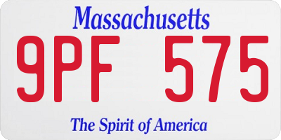 MA license plate 9PF575