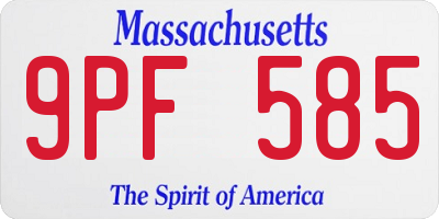 MA license plate 9PF585