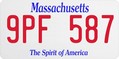 MA license plate 9PF587