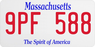 MA license plate 9PF588