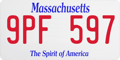 MA license plate 9PF597