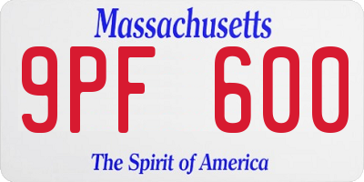 MA license plate 9PF600