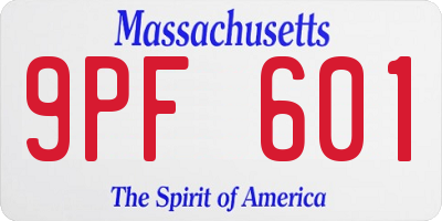 MA license plate 9PF601