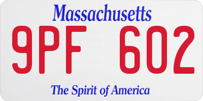 MA license plate 9PF602