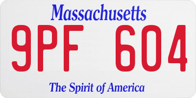 MA license plate 9PF604